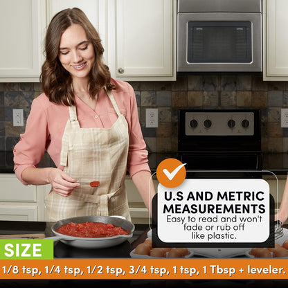 Stainless Steel Measuring Cups and Spoons Set of 14 w/Leveler