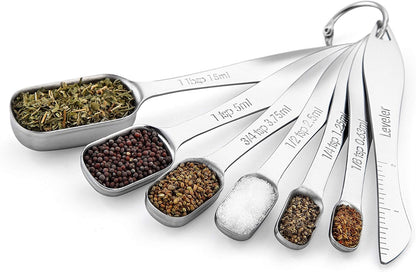 Stainless Steel Measuring Cups and Spoons Set of 14 w/Leveler