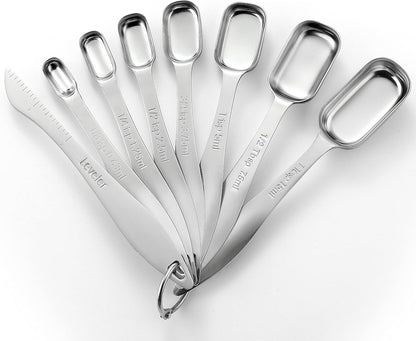 Stainless Steel Measuring Cups and Spoons Set of 14 w/Leveler