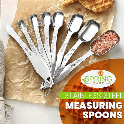 Stainless Steel Measuring Cups and Spoons Set of 14 w/Leveler