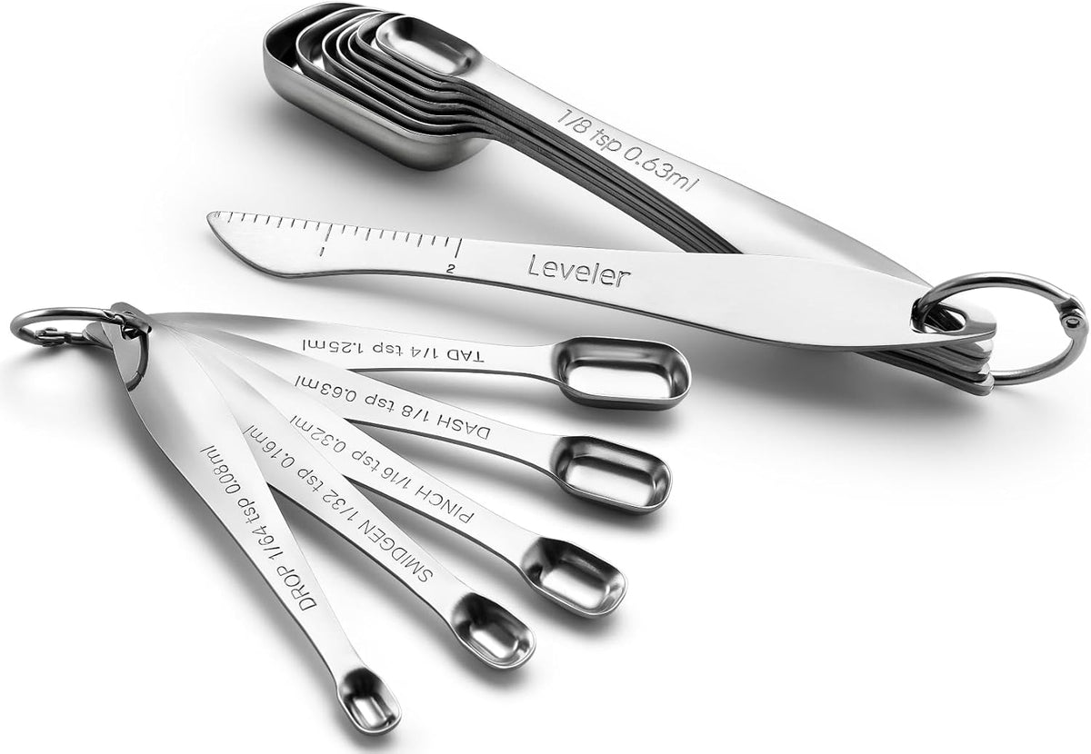 Stainless Steel Measuring Cups and Spoons Set of 14 w/Leveler