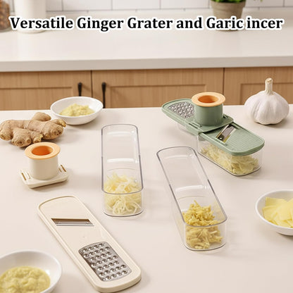 2 PCS Ginger Grater, Ginger Garlic Grater Tool, Multi-Function Zester Grater with Handle, White and Green