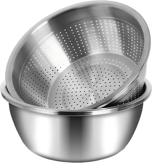Stainless Steel Mixing Bowls, 8.5QT Salad Bowl, Metal Bowls With water filter basin, Stainless Steel Basin, Heavy Duty Deeper Edge Mirror Finish Dishwasher Safe Bowl (XXL)…
