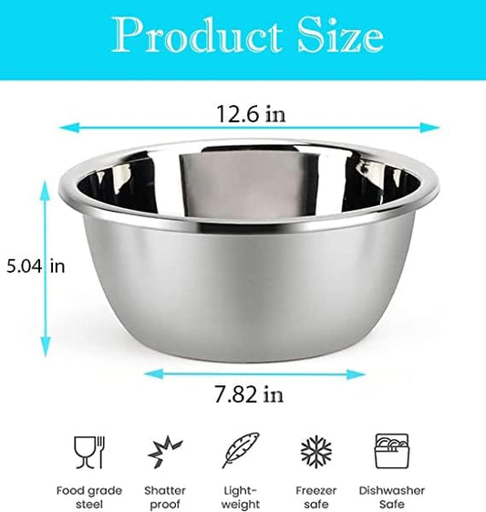 Stainless Steel Mixing Bowls, 8.5QT Salad Bowl, Metal Bowls With water filter basin, Stainless Steel Basin, Heavy Duty Deeper Edge Mirror Finish Dishwasher Safe Bowl (XXL)…