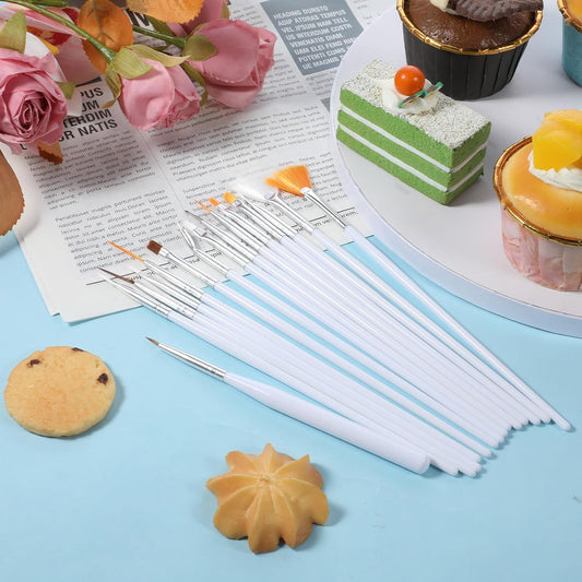 15 PCS Cake Decorating Brushes, Safe Basting Brush Cake Pastry Brushes Food Paint Brush Kit Fondant Tools Multifunctional Decorative Baking Supplies for Cakes Decorating, Pastry, Cookie (White)