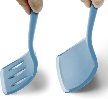 Silicone Pancake Spatula Turner, Lengthened Handle & Seamless Design, Black