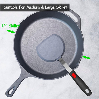 Silicone Pancake Spatula Turner, Lengthened Handle & Seamless Design, Black