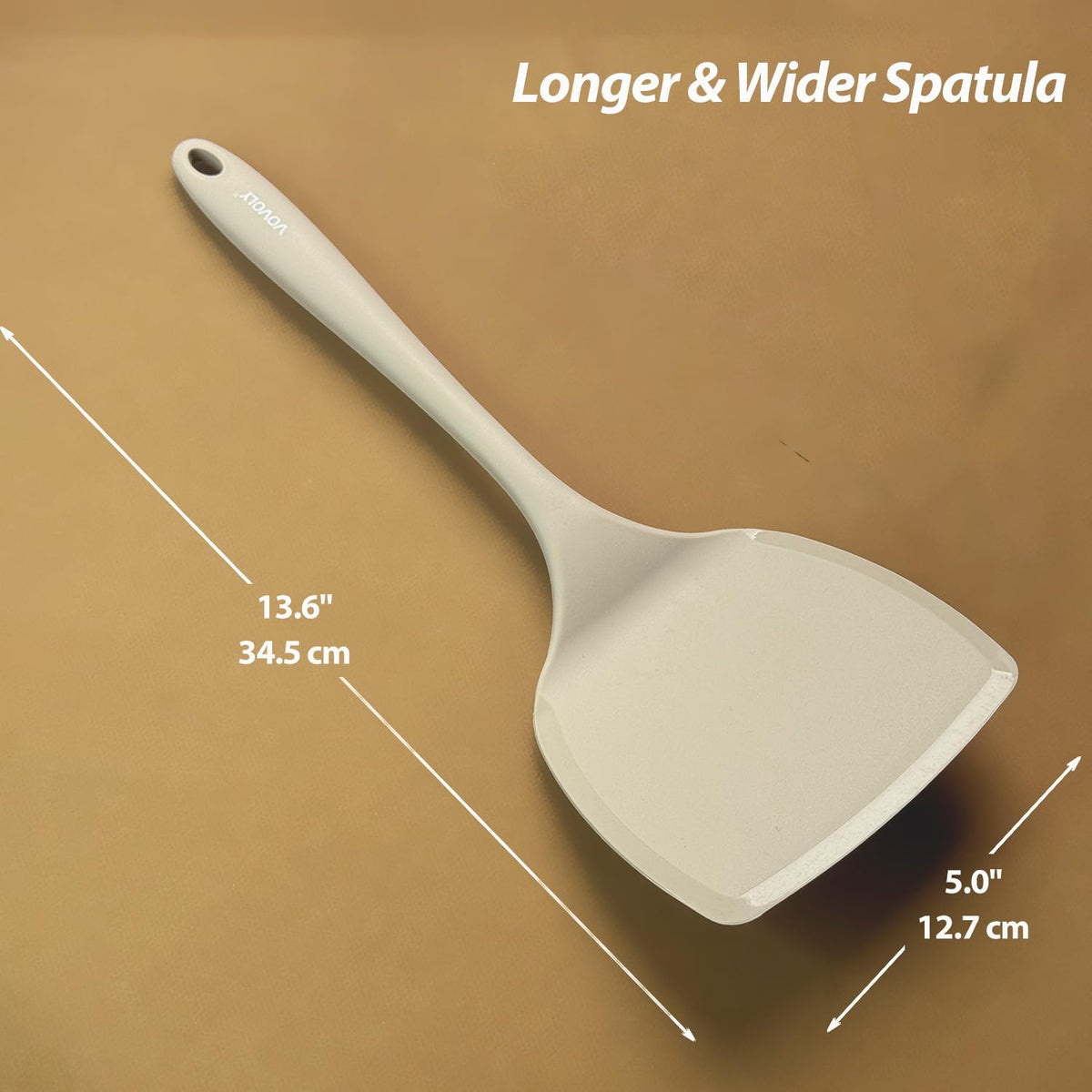 Silicone Pancake Spatula Turner, Lengthened Handle & Seamless Design, Black