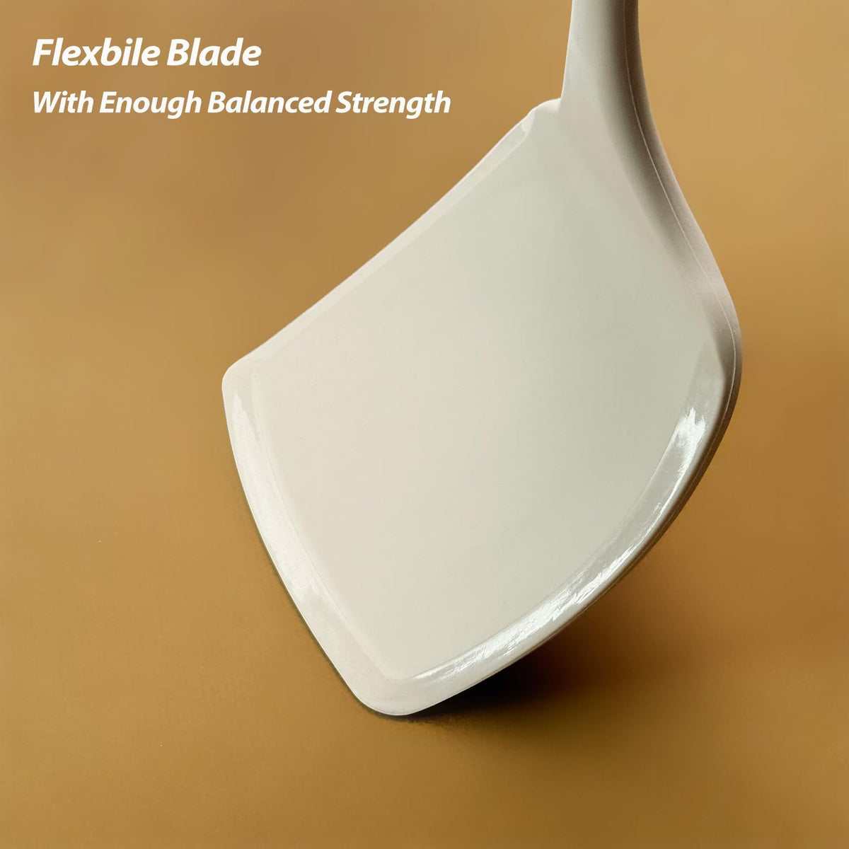 Silicone Pancake Spatula Turner, Lengthened Handle & Seamless Design, Black