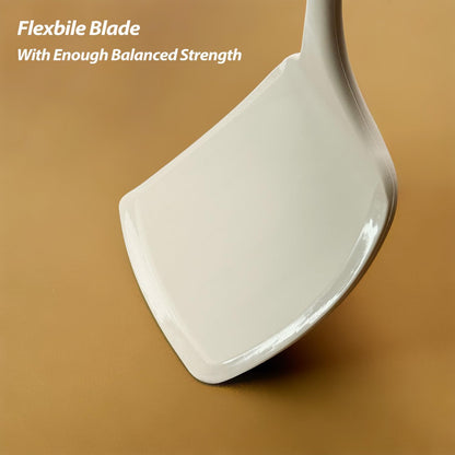Silicone Pancake Spatula Turner, Lengthened Handle & Seamless Design, Black
