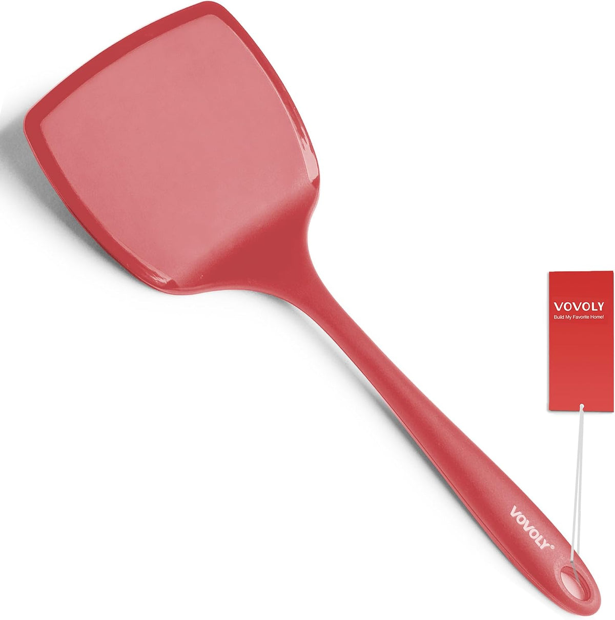 Silicone Pancake Spatula Turner, Lengthened Handle & Seamless Design, Black