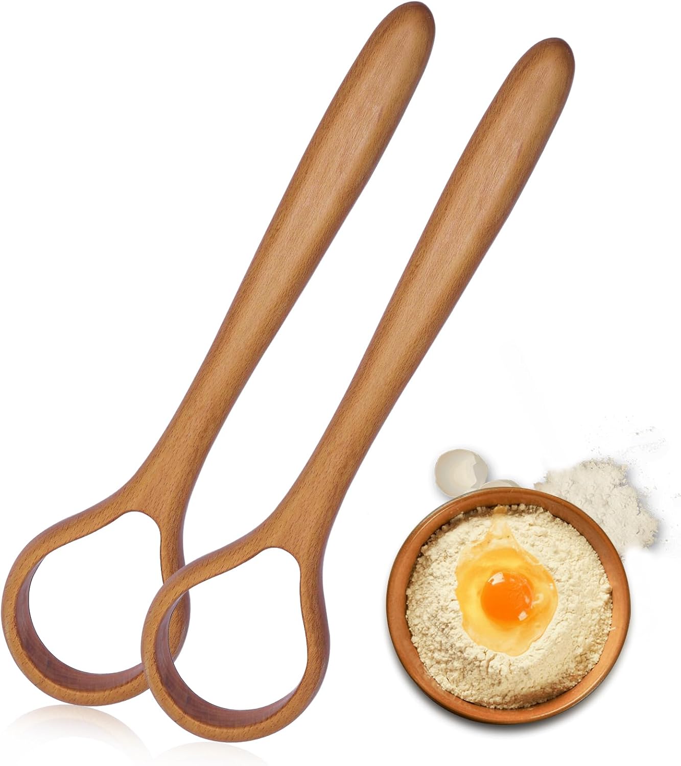 13-Inch Danish Dough Whisk - Wooden for Sourdough Bread Baking Supplies - Traditional Dutch Whisk for Pizza, Pastry, Cake Batter