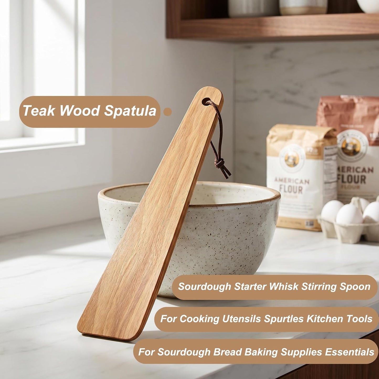 13-Inch Danish Dough Whisk - Wooden for Sourdough Bread Baking Supplies - Traditional Dutch Whisk for Pizza, Pastry, Cake Batter