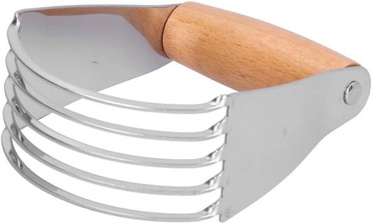 Stainless Steel Dough Blender - Professional Pastry Cutter with 5-Blades Dough Masher for Butter, Cookie, Baking with Ergonomic Handle