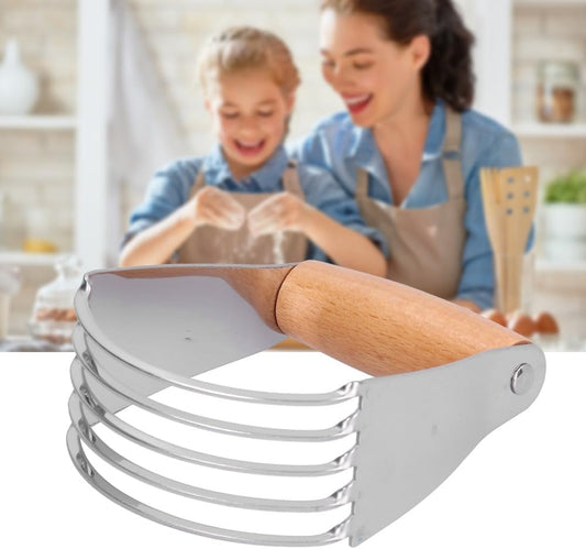 Stainless Steel Dough Blender - Professional Pastry Cutter with 5-Blades Dough Masher for Butter, Cookie, Baking with Ergonomic Handle