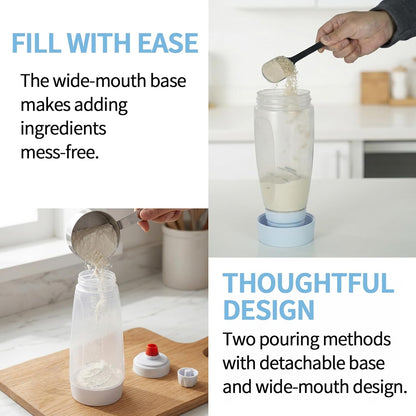 Pancake Batter Dispenser with BlenderBall & Wire Whisk Includes Silicone Spatula & Cleaning Brush