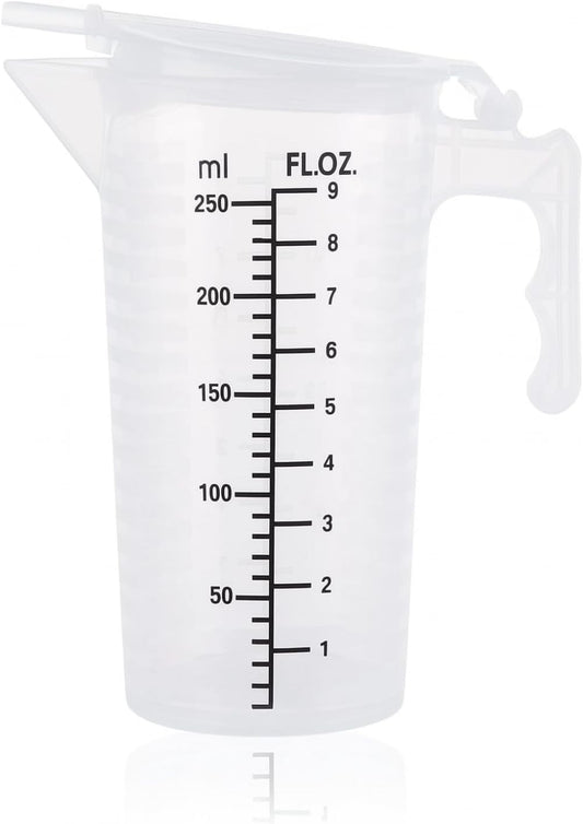 1Pc 250ML Transparent Measuring Cup with Lid, Plastic Measuring Cup with Handle for Baking,Powder,Liquid,Measure & Mix