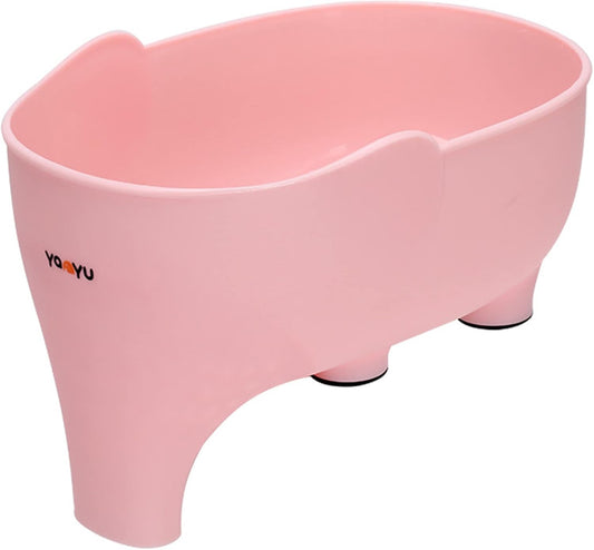 Vegetables Washing Basket Elephant Drainage Basket Fruit Basket for Draining Pasta Noodles Kitchen, PP Material, 22x14x10cm (Pink)
