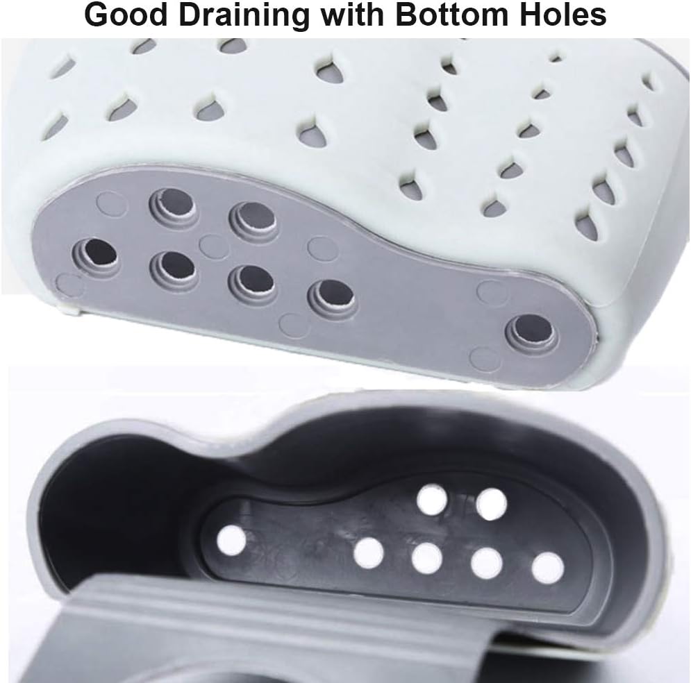 EC ELEGANTCHARM Kitchen Sink Caddy Sponge Holder Silicone Plastic Soap Holder Hanging Ajustable Strap Faucet Caddy with Drain Holes for Drying