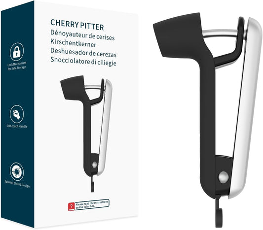 Cherry Pitter Tool, Larger Cross-Pitting Head, Sturdy Zinc Alloy Handle, Cherry Core Remover with Safety Lock, Dishwasher Safe
