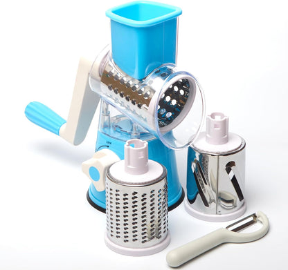 Cheese Grater Cheese Grater With Handle Rotary Cheese Grater With Handle Premium Rotary Cheese Grater With Hand Crank - Perfect For Family Chefs And Cheese Lovers (Blue), 9.5*4.7, DUKU0017