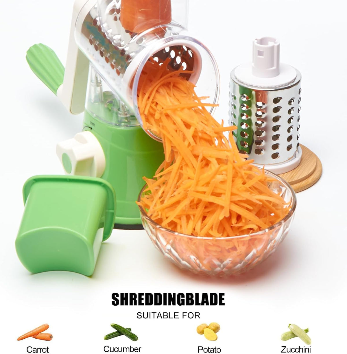 Cheese Grater Cheese Grater With Handle Rotary Cheese Grater With Handle Premium Rotary Cheese Grater With Hand Crank - Perfect For Family Chefs And Cheese Lovers (Blue), 9.5*4.7, DUKU0017