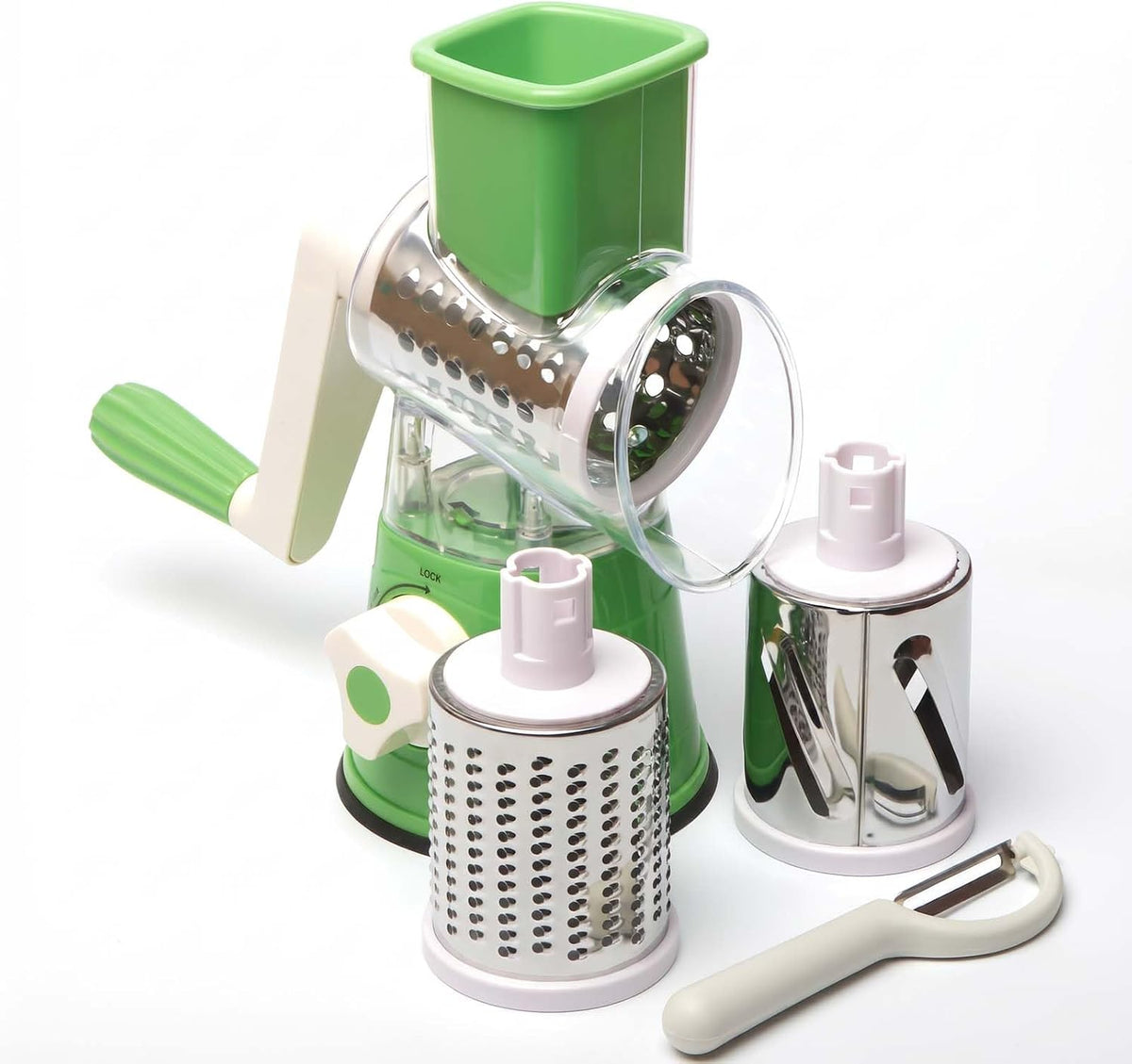 Cheese Grater Cheese Grater With Handle Rotary Cheese Grater With Handle Premium Rotary Cheese Grater With Hand Crank - Perfect For Family Chefs And Cheese Lovers (Blue), 9.5*4.7, DUKU0017