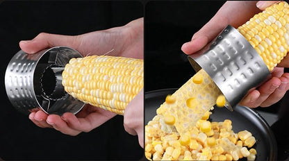 2 Pcs Professional Stainless Steel Corn Stripper & Cutter with Serrated Blade and Non-Slip Grip for Easy Kernel Removal