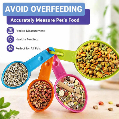 Dog Food Scoop Set of 4 - Plastic Measuring Cups for Dog, Cat and Bird Food (Random Color)