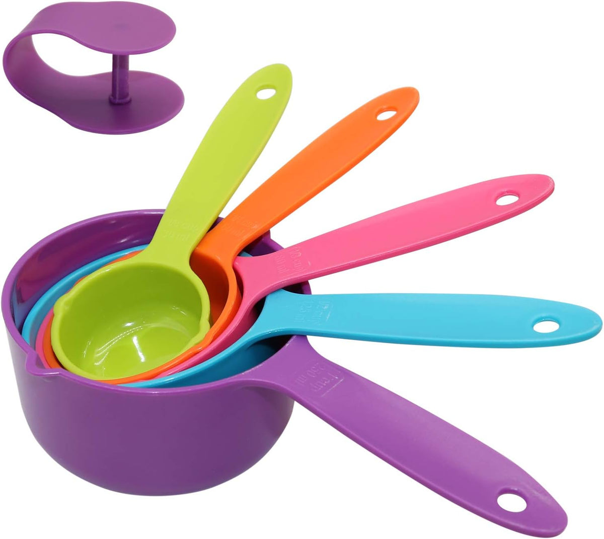Dog Food Scoop Set of 4 - Plastic Measuring Cups for Dog, Cat and Bird Food (Random Color)