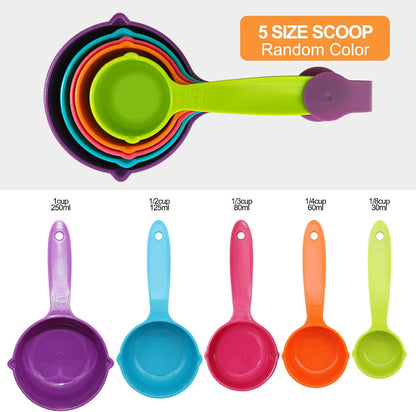 Dog Food Scoop Set of 4 - Plastic Measuring Cups for Dog, Cat and Bird Food (Random Color)