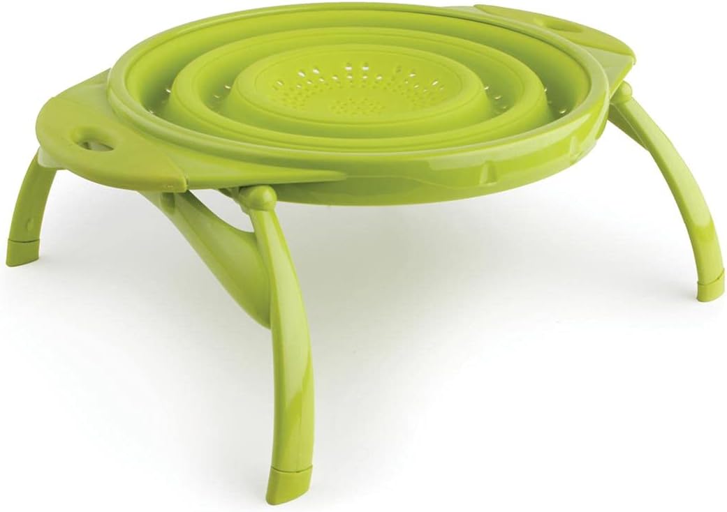 POP Collapsible Silicone Colander, 10 inch diameter, Solid Green