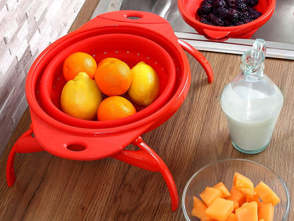 POP Collapsible Silicone Colander, 10 inch diameter, Solid Green