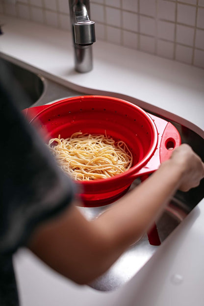 POP Collapsible Silicone Colander, 10 inch diameter, Solid Green