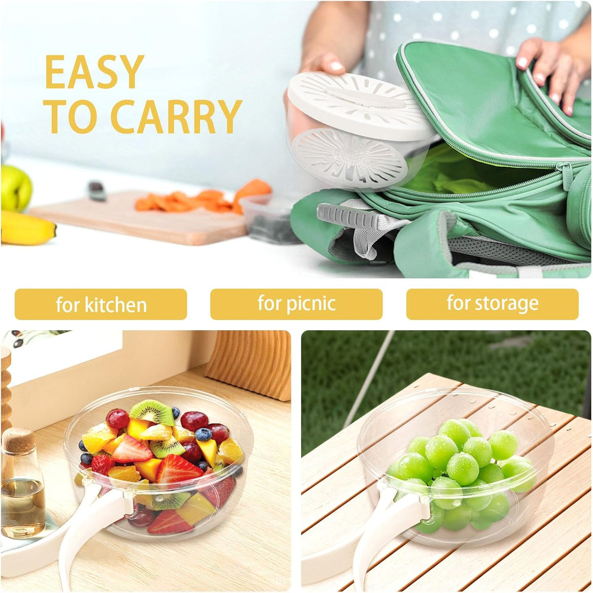 Fruit Washing Bowl with Strainer, Berry Washer with 15Pcs Food Storage Bags
