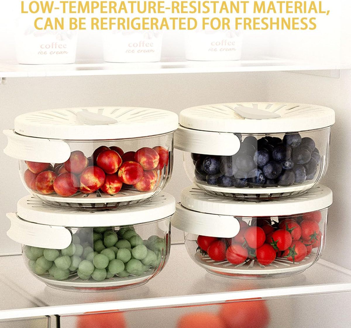 Fruit Washing Bowl with Strainer, Berry Washer with 15Pcs Food Storage Bags