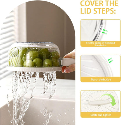 Fruit Washing Bowl with Strainer, Berry Washer with 15Pcs Food Storage Bags