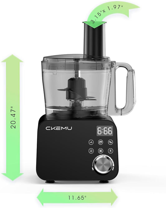 Smart Food Processor and Vegetable Chopper, 6 Automatic Functions, BPA Free, Stainless Steel Blades, 12 Cup Bowl, 600-Watt Motor, Black