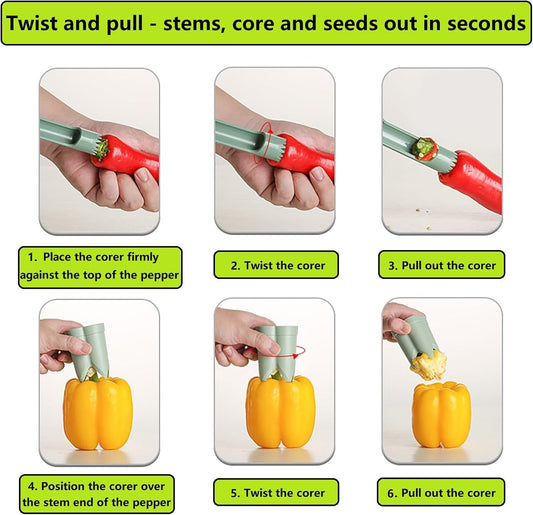 New Upgrade Deseeder for Pepper,Tomato,Apple-Efficient Kitchen Prep Tool | Time-Saving Kitchen Prep Tool, 2-in-1 Remover Tool of Pepper Corer&Seed