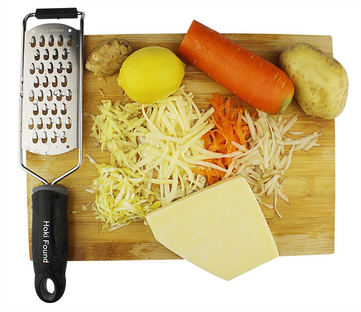 Stainless Steel Coarse Cheese Shredder - Zester, Vegetable & Fruit Grater - Black