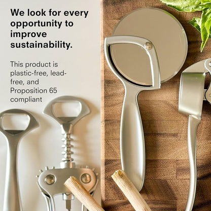 Kitchen Tool Set | 6 Piece Kitchen Utensil Set | Includes Y-Peeler, Peeler, Bottle Opener, Wine Opener, Pizza Cutter, and Garlic Press | Plastic-Free, Dishwasher Safe Gadget Essentials
