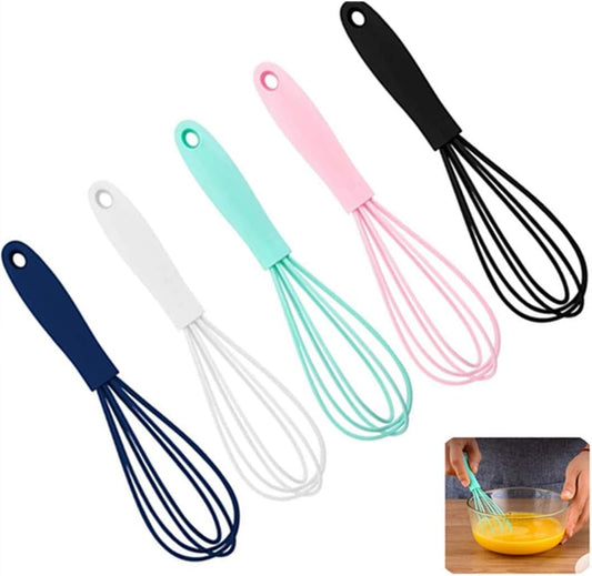 Silicone Whisk 5 Pcs Colorful Kitchen Mini Silicone Whisks | Whisk Set,Egg Beater,Blending Whisking Beating Stirring,Cooking Baking