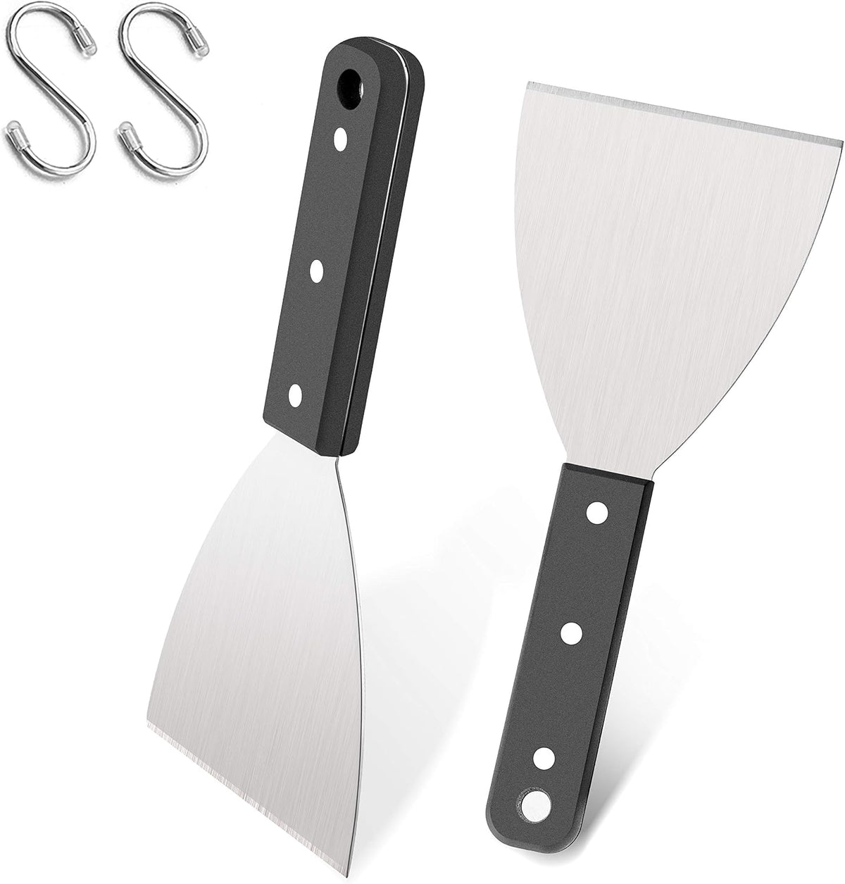 Metal Griddle Spatula Scraper Tool For Barbecue Food, 2 Pack