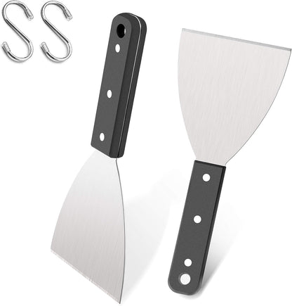 Metal Griddle Spatula Scraper Tool For Barbecue Food, 2 Pack