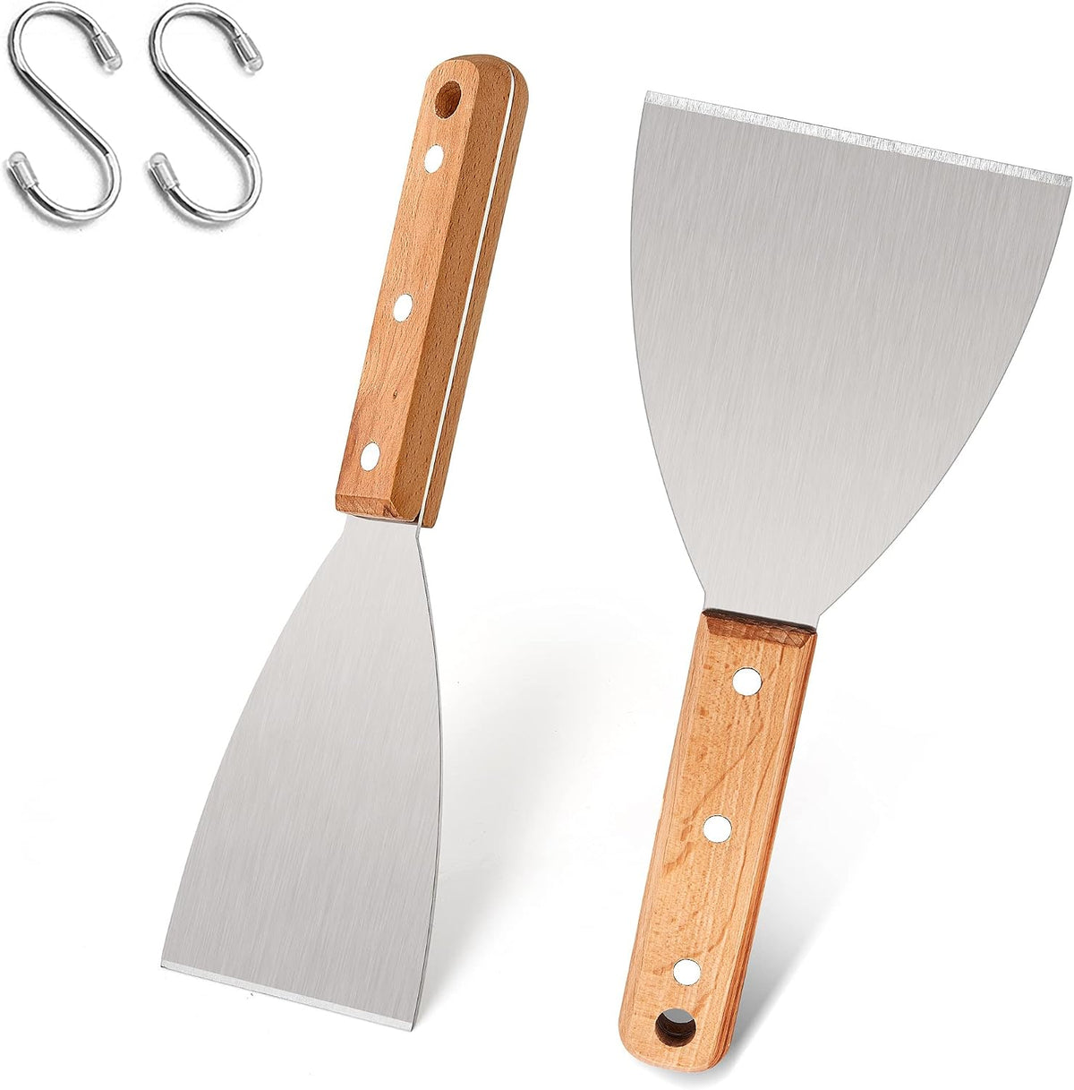 Metal Griddle Spatula Scraper Tool For Barbecue Food, 2 Pack