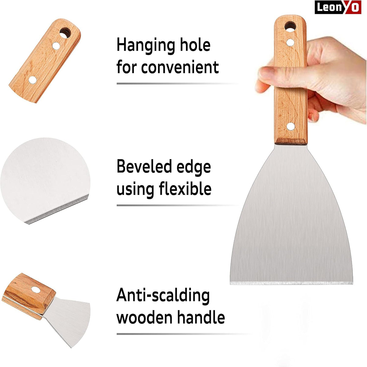 Metal Griddle Spatula Scraper Tool For Barbecue Food, 2 Pack