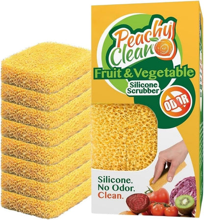 Silicone Fruit & Vegetable Scrubber, Produce Cleaning Sponge, Reusable Food Scrubber for Fruits & Veggies, Made in USA (3-Pack)