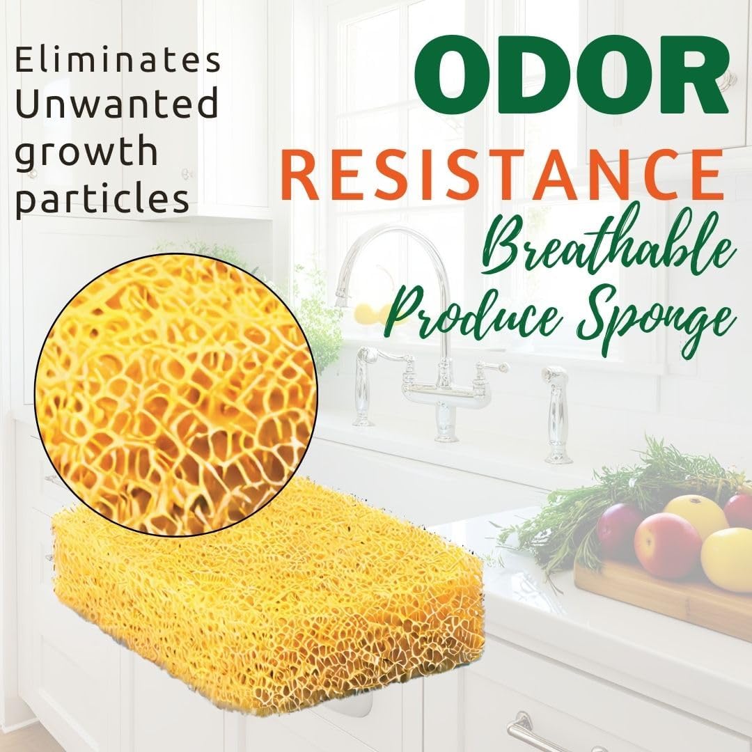 Silicone Fruit & Vegetable Scrubber, Produce Cleaning Sponge, Reusable Food Scrubber for Fruits & Veggies, Made in USA (3-Pack)