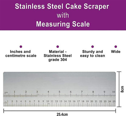 10inch Metal Cake Scraper，Stainless Steel Cake Edge Smoother for Buttercream, Cake Decorating Comb