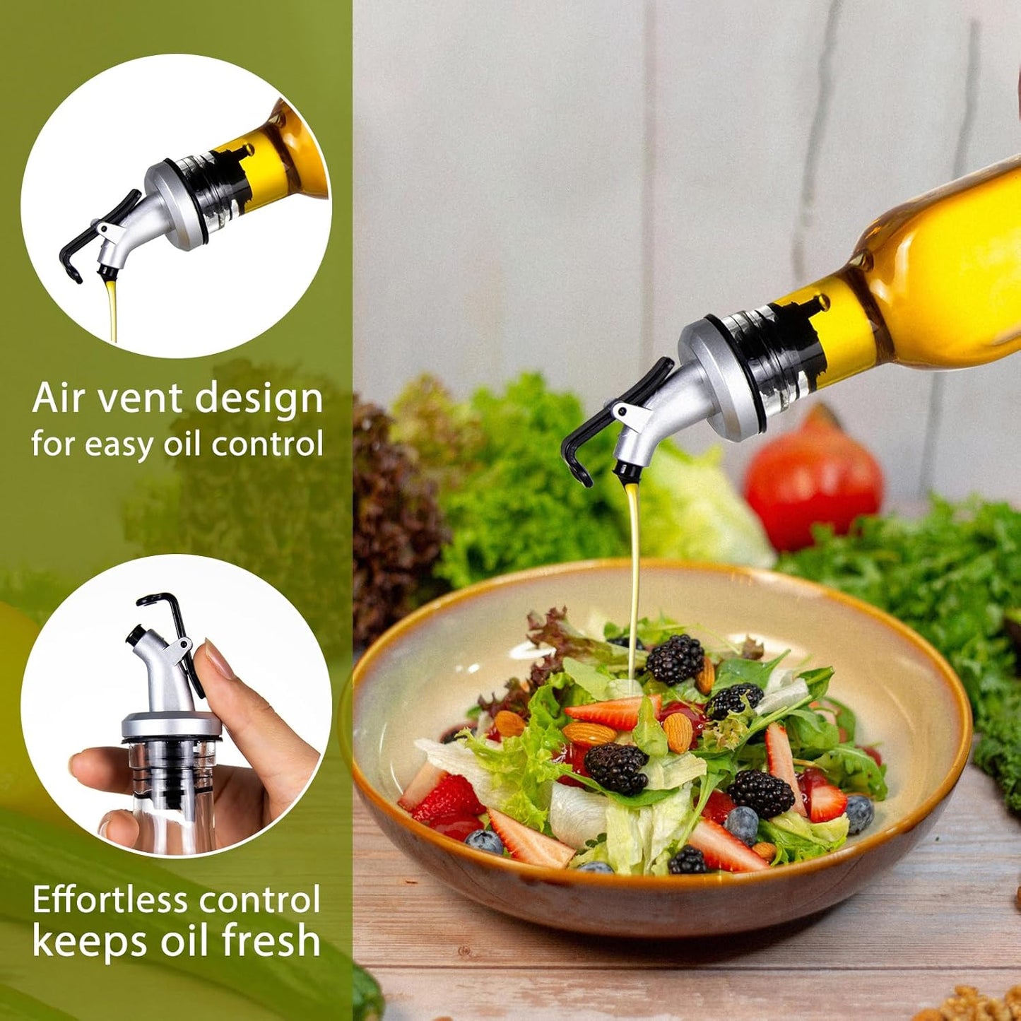 8oz Clear Glass Olive Oil Dispenser Bottles, and Vinegar Cruet Bottle Includes Pourers, Funnel Labels, Cooking Container for Kitchen 6 Pack